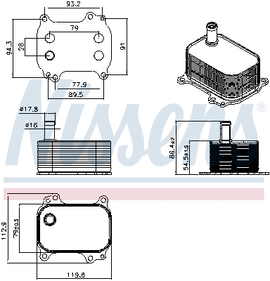 Radiateur d'huile moteur (Refroidisseur d'huile moteur) NISSENS ref. 91534