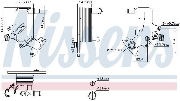 Radiateur d'huile de boîte automatique NISSENS 91553