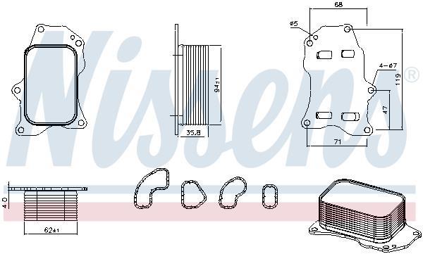 Radiateur d'huile moteur (Refroidisseur d'huile moteur) NISSENS ref. 91562