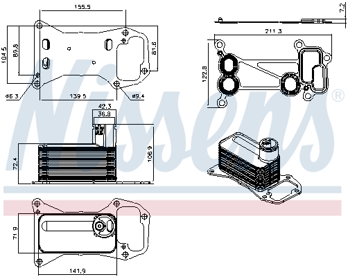 Radiateur d'huile moteur (Refroidisseur d'huile moteur) NISSENS ref. 91577