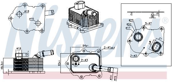 Radiateur d'huile moteur (Refroidisseur d'huile moteur) NISSENS 91586