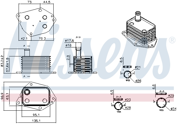 Radiateur d'huile moteur (Refroidisseur d'huile moteur) NISSENS 91592