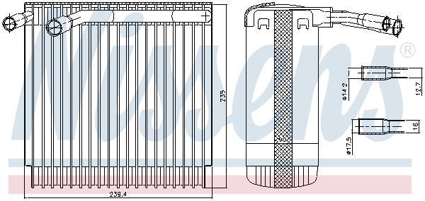 Evaporador, aire acondicionado NISSENS ref. 92129