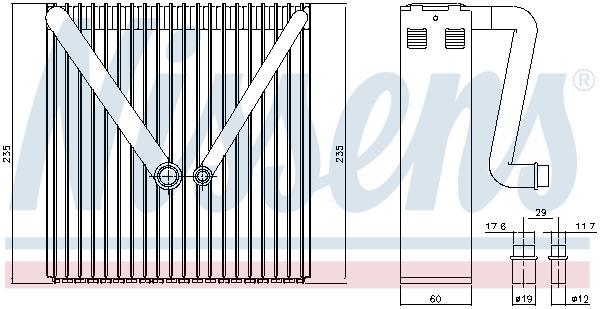 Evaporador de ar condicionado NISSENS ref. 92234