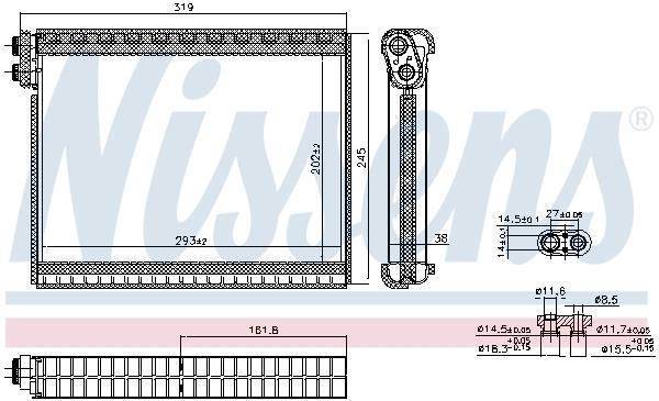 Evaporador de ar condicionado NISSENS ref. 92364