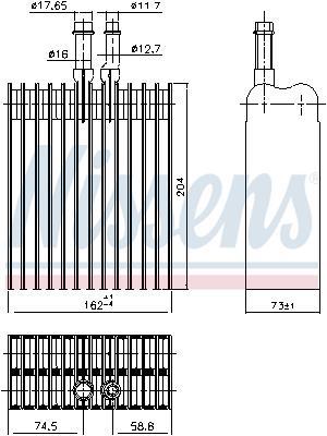 Evaporador de ar condicionado NISSENS ref. 92378