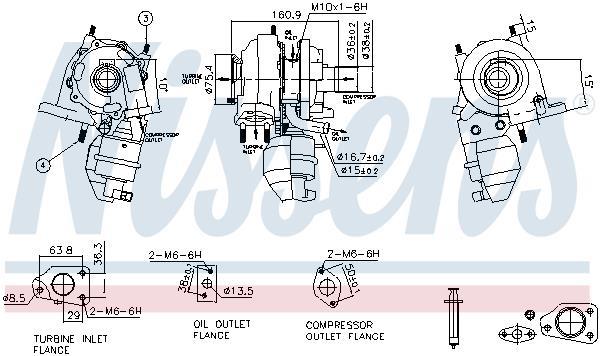 Turbocompresseur (Turbo) NISSENS ref. 93350