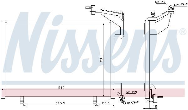 Condensador, aire acondicionado NISSENS ref. 940285