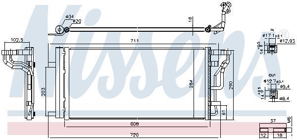 Condenseur, climatisation (Radiateur de climatisation) NISSENS ref. 941289