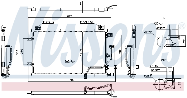 Condensador, aire acondicionado NISSENS ref. 941302