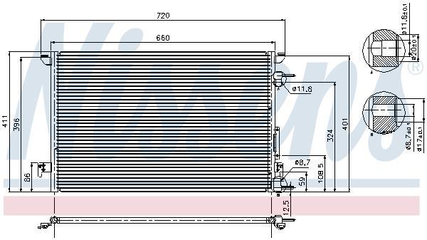 Condensador, aire acondicionado NISSENS ref. 94597