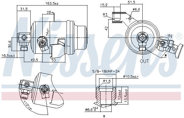 Filtre déshydrateur du circuit de climatisation NISSENS 95023