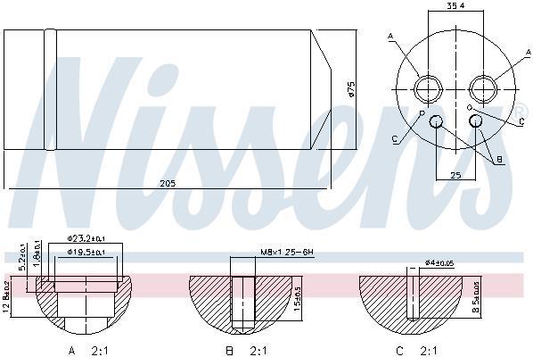 Filtre déshydrateur du circuit de climatisation NISSENS ref. 95314