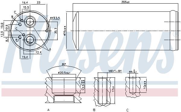 Filtre déshydrateur du circuit de climatisation NISSENS ref. 95352