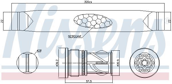 Filtre déshydrateur du circuit de climatisation NISSENS 95566