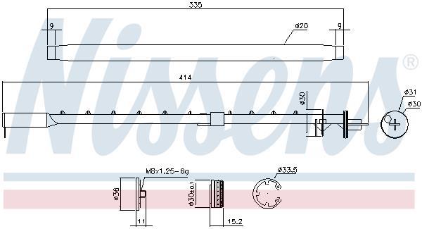 Filtre déshydrateur du circuit de climatisation NISSENS 95580