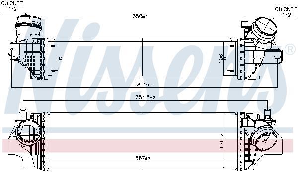 Intercooler, échangeur (Refroidisseur d'air) NISSENS 96103
