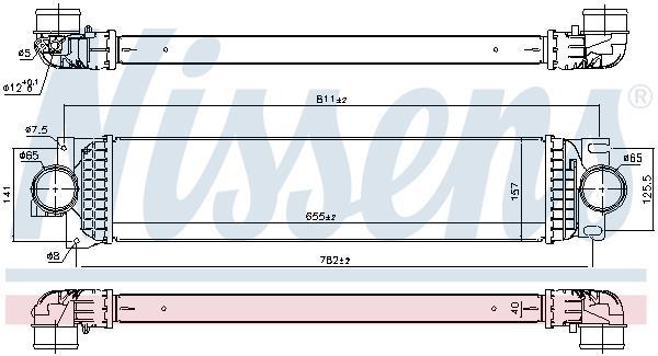 Intercooler, échangeur (Refroidisseur d'air) NISSENS ref. 961234