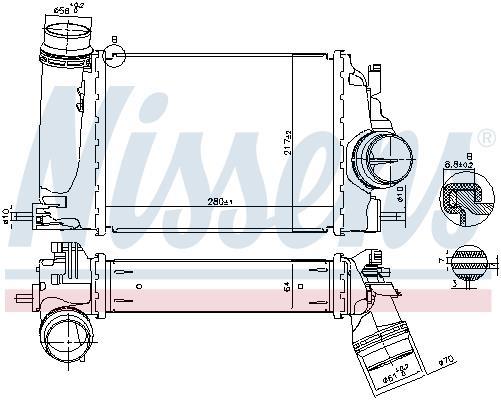 Intercooler, échangeur (Refroidisseur d'air) NISSENS ref. 961266