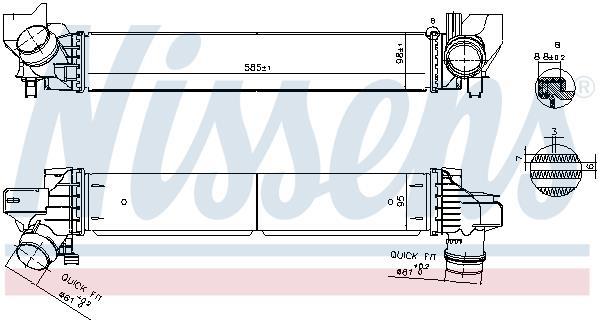Intercooler, échangeur (Refroidisseur d'air) NISSENS 961269
