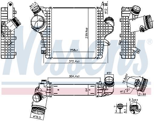 Intercooler, échangeur (Refroidisseur d'air) NISSENS ref. 961304