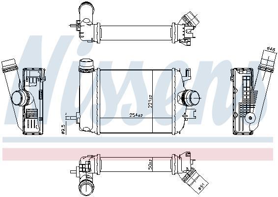 Intercooler, échangeur (Refroidisseur d'air) NISSENS ref. 961363