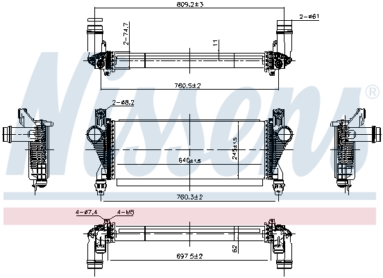 Intercooler, échangeur (Refroidisseur d'air) NISSENS ref. 961375