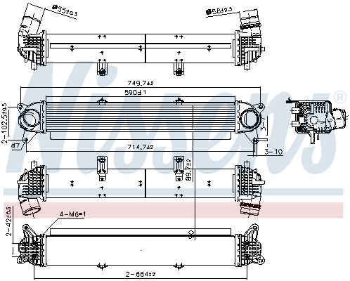 Intercooler, échangeur (Refroidisseur d'air) NISSENS ref. 961414