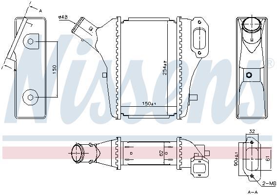 Intercooler, échangeur (Refroidisseur d'air) NISSENS 961421