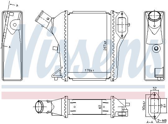 Intercooler, échangeur (Refroidisseur d'air) NISSENS ref. 961423