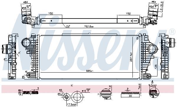 Intercooler, échangeur (Refroidisseur d'air) NISSENS ref. 961534