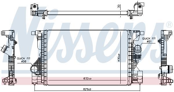 Intercooler, échangeur (Refroidisseur d'air) NISSENS 961559