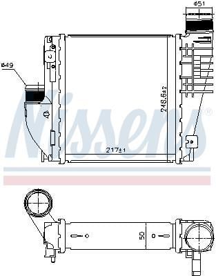 Intercooler, échangeur (Refroidisseur d'air) NISSENS ref. 96380
