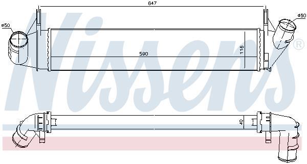 Intercooler, échangeur (Refroidisseur d'air) NISSENS ref. 96585