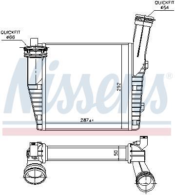 Intercooler, échangeur (Refroidisseur d'air) NISSENS 96611