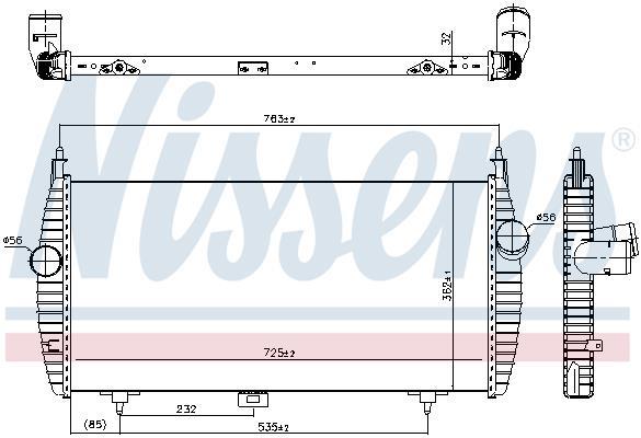 Intercooler, échangeur (Refroidisseur d'air) NISSENS ref. 96617