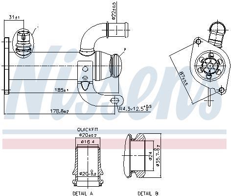 Radiateur, réaspiration des gaz d'échappement NISSENS 989278