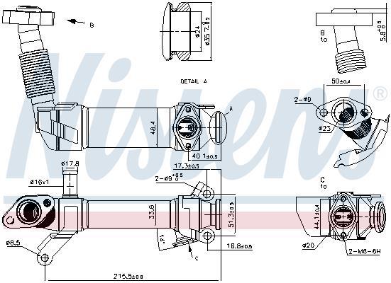 Radiateur, réaspiration des gaz d'échappement NISSENS 989281