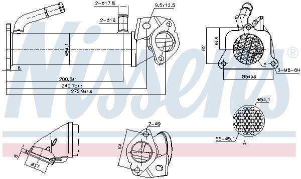 Radiateur, réaspiration des gaz d'échappement NISSENS 989321