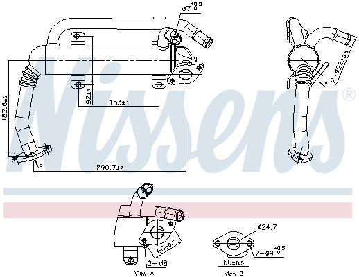 Radiateur, réaspiration des gaz d'échappement NISSENS 989397