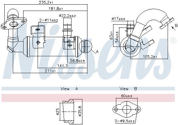 Radiateur, réaspiration des gaz d'échappement NISSENS 989405