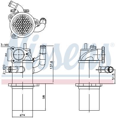 Radiateur, réaspiration des gaz d'échappement NISSENS 989423