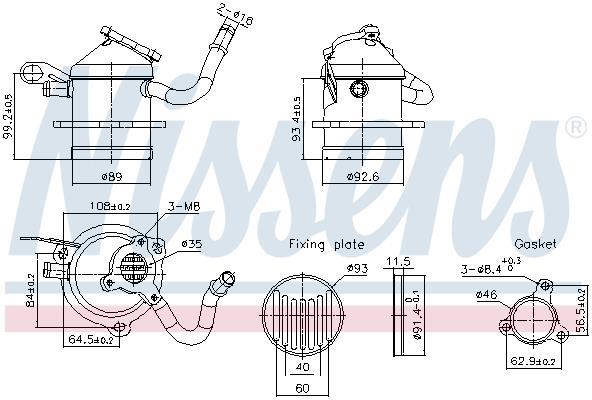 Radiateur, réaspiration des gaz d'échappement NISSENS 989480