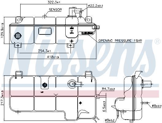 Vase d'expansion, liquide de refroidissement (Réservoir liquide de refroidissement) NISSENS ref. 996072