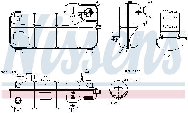 Vase d'expansion, liquide de refroidissement (Réservoir liquide de refroidissement) NISSENS ref. 996077