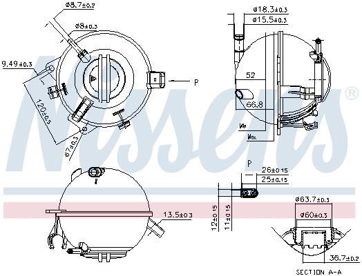 Vase d'expansion, liquide de refroidissement (Réservoir liquide de refroidissement) NISSENS ref. 996116