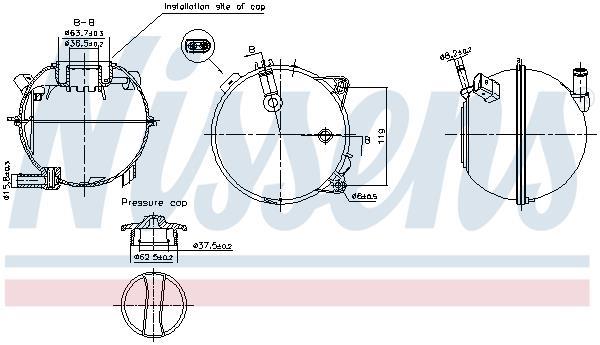 Vase d'expansion, liquide de refroidissement (Réservoir liquide de refroidissement) NISSENS ref. 996120