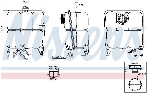 Vase d'expansion, liquide de refroidissement (Réservoir liquide de refroidissement) NISSENS ref. 996123