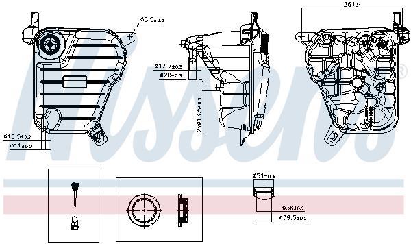 Vase d'expansion, liquide de refroidissement (Réservoir liquide de refroidissement) NISSENS ref. 996132