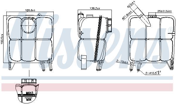 Vase d'expansion, liquide de refroidissement (Réservoir liquide de refroidissement) NISSENS ref. 996138